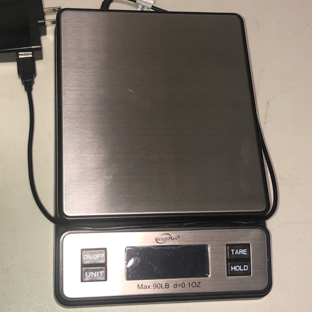 Digital postal scale.
